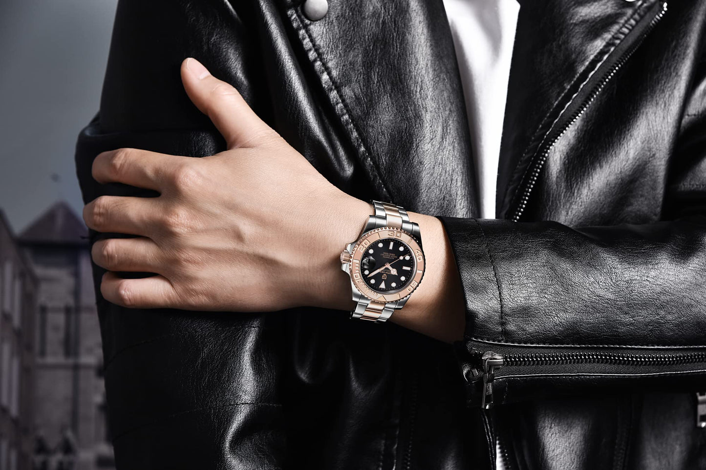 パガ-ニデザイン メンズ腕時計 日本製 SEIKO ムーブメント NH35 ヨットマスター ダイバーズ 自動巻き 機械式 ケース 付き 防水 セラミックベゼル ビジネス 仕事用 ドレスウォッチ シリコンラバー ベルト サファイアガラス PAGANI DESIGN PD-1651