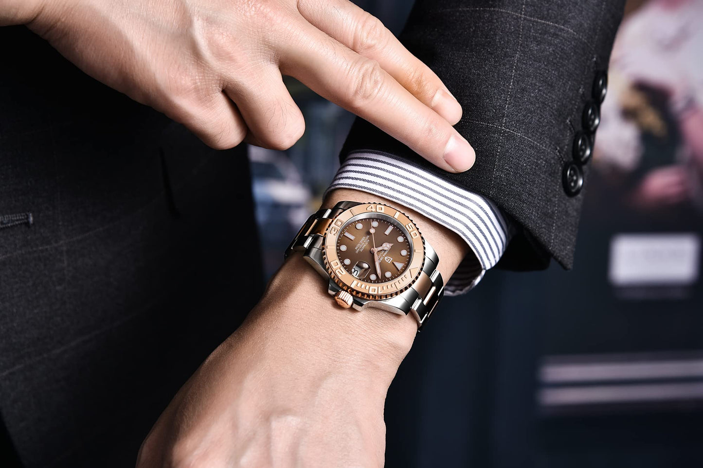パガ-ニデザイン メンズ腕時計 日本製 SEIKO ムーブメント NH35 ヨットマスター ダイバーズ 自動巻き 機械式 ケース 付き 防水 セラミックベゼル ビジネス 仕事用 ドレスウォッチ シリコンラバー ベルト サファイアガラス PAGANI DESIGN PD-1651