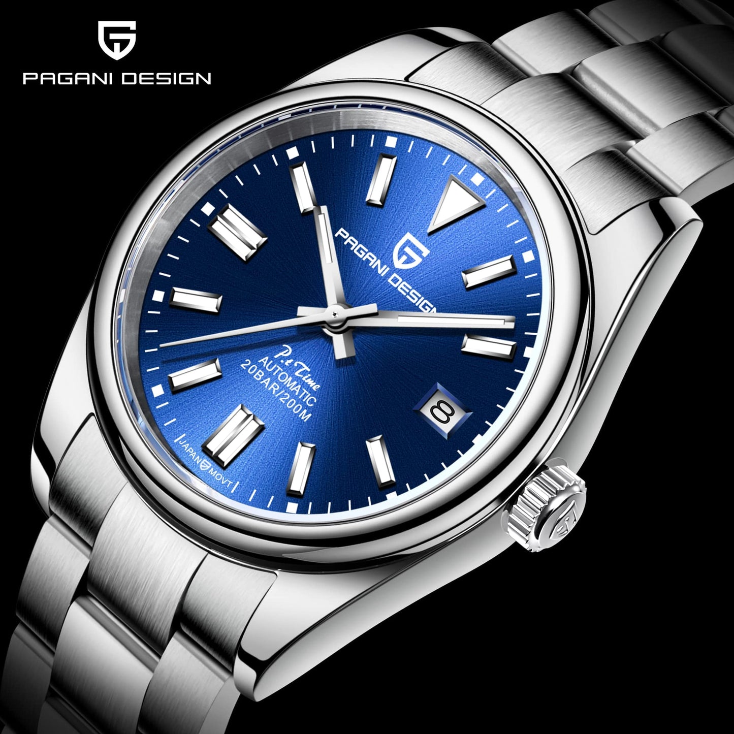 パガ-ニデザイン メンズ腕時計 日本製 SEIKO 自動巻き ムーブメント オイスターパーペチュアル ケース 付き 防水 セラミック ベゼル ビジネス 仕事用 ドレスウォッチ ステンレススチール ベルト サファイアガラス PAGANI DESIGN PD-1690
