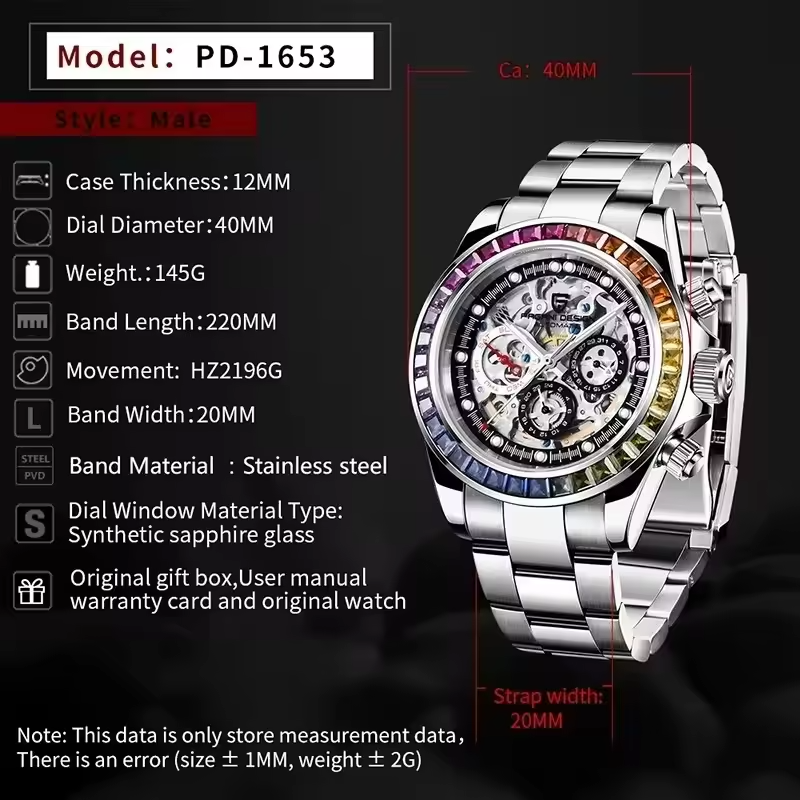 パガ-ニデザイン PD-1653 メンズ腕時計 高性能機械式自動巻きムーブメント デイトナ PAGANI DESIGN PD-1653