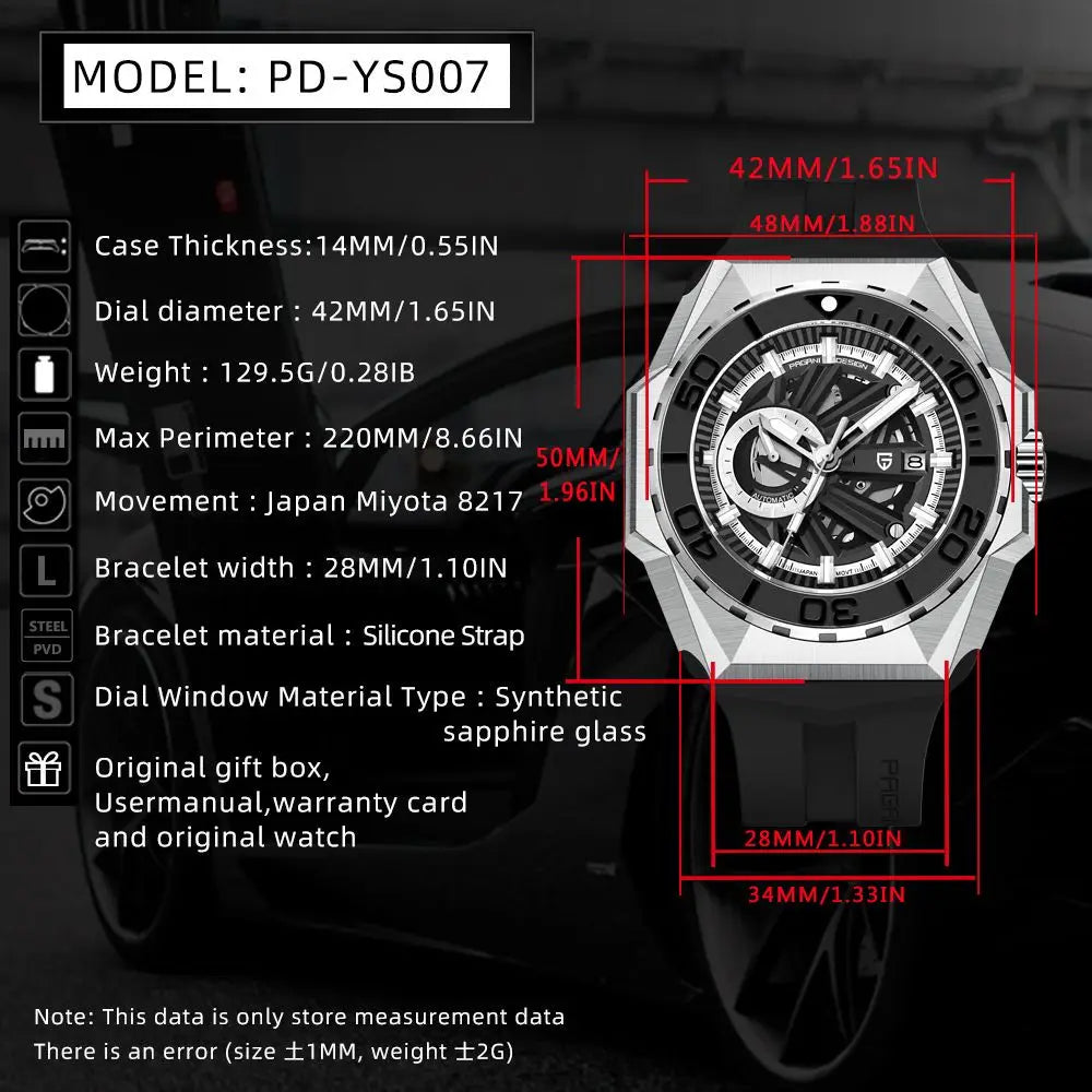 PD-YS007 スペック表 42mm/48mm/13.4mm/Miyota 8217/28mm