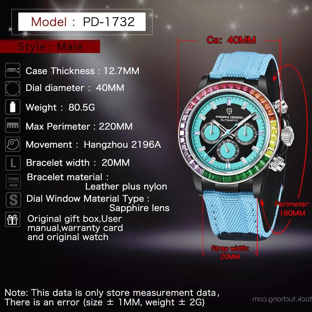 パガーニデザイン PD-1732 スペック表 40mm 厚み12.7mm Hangzhou 2196A