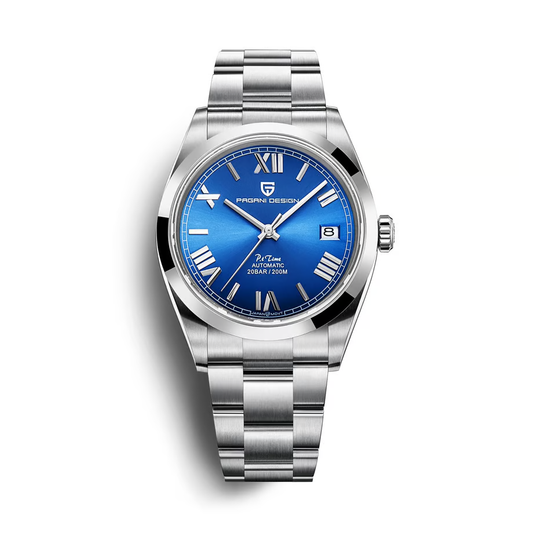 パガーニデザイン メンズ腕時計 日本製 SEIKO 自動巻き ムーブメント オイスターパーペチュアル ケース 付き 防水 セラミック ベゼル ビジネス 仕事用 ドレスウォッチ ステンレススチール ベルト サファイアガラス 結婚式 パーティー 成人式 記念日 プレゼント PAGANI DESIGN PD-1691 ブルー