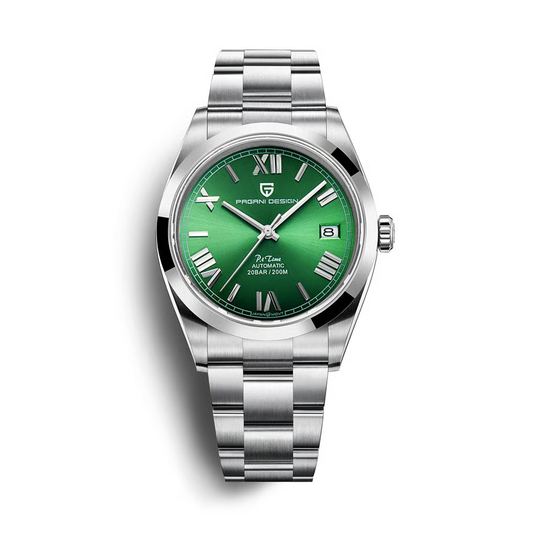 パガーニデザイン メンズ腕時計 日本製 SEIKO 自動巻き ムーブメント オイスターパーペチュアル ケース 付き 防水 セラミック ベゼル ビジネス 仕事用 ドレスウォッチ ステンレススチール ベルト サファイアガラス 結婚式 パーティー 成人式 記念日 プレゼント PAGANI DESIGN PD-1691 グリーン
