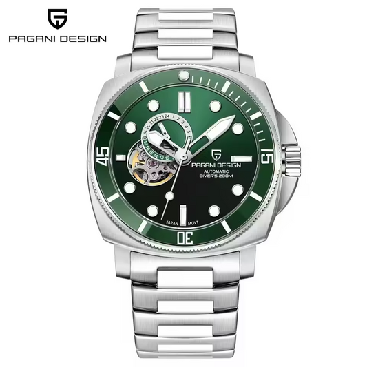 パガーニデザイン PD-1736 メンズ腕時計 日本製 SEIKO NH35自動巻きムーブメント ミリタリー PAGANI DESIGN PD-1736 グリーン/ステンレススチール