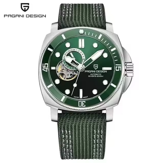 パガーニデザイン PD-1736 メンズ腕時計 日本製 SEIKO NH35自動巻きムーブメント ミリタリー PAGANI DESIGN PD-1736 グリーン/ナイロン&レザー