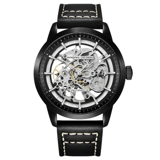 PAGANI DESIGN PD-1638 ブラック 正面 スケルトン自動巻き